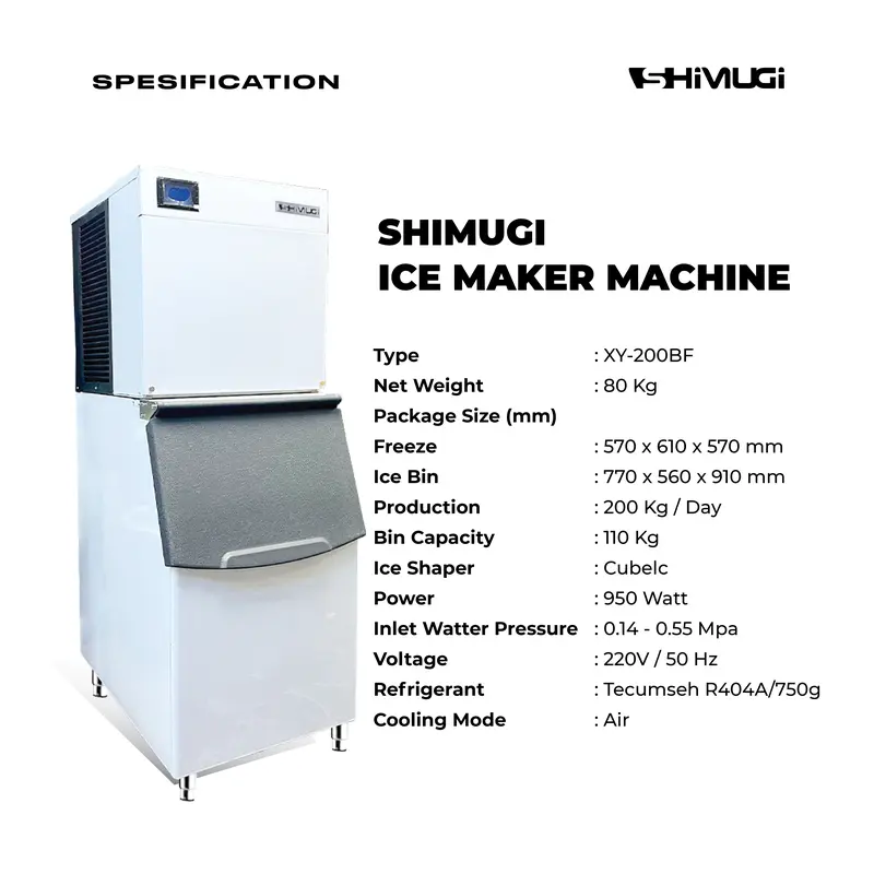 SHIMUGI Ice Maker XY 200 BF Mesin Pembuat Es Batu Ice Maker Machine PT MGI Mutiara Gemilang Indonesia 2