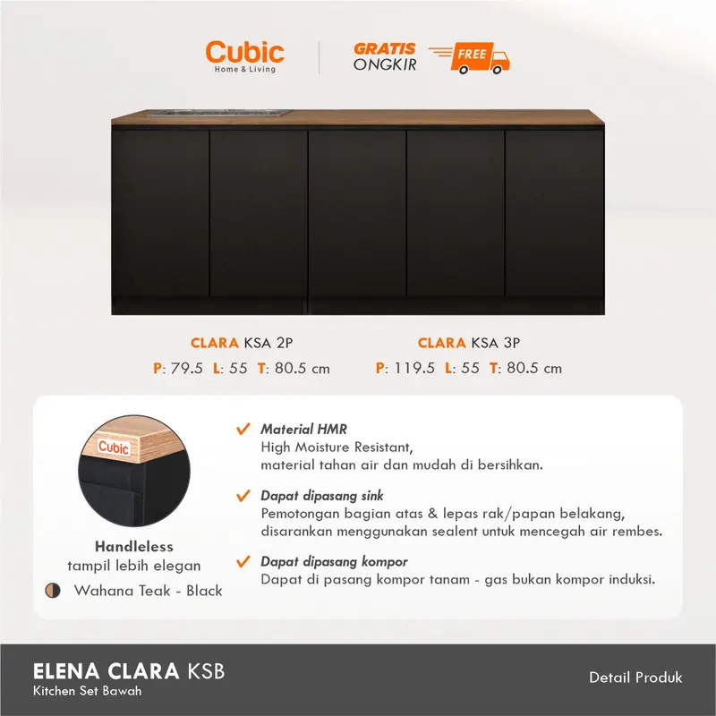 Cubic Kitchen Set Minimalis / Kabinet Dapur / Rak Dapur Basah / CLARA 4