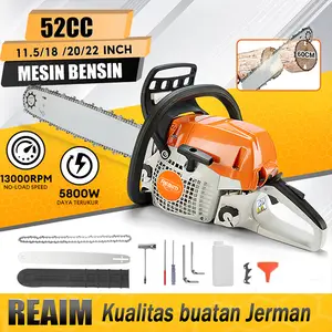 Mesin Potong Kayu 52CC 20inch Chainsaw 2Tak Untuk Gergaji Mesin Alat Outdoor Mesin Gergaji Kayu Gergaji Potong Pohon Kayu Tabung Mesin Potong Kayu 58CC 2-Tak 22 Inch Gergaji Kayu Profesional & Alat Potong Pohon Efisien