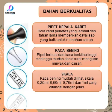 Pipet Kaca Tetes Minyak Essensial Aroma Terapi  Parfum Percobaan Sains 1ml 2
