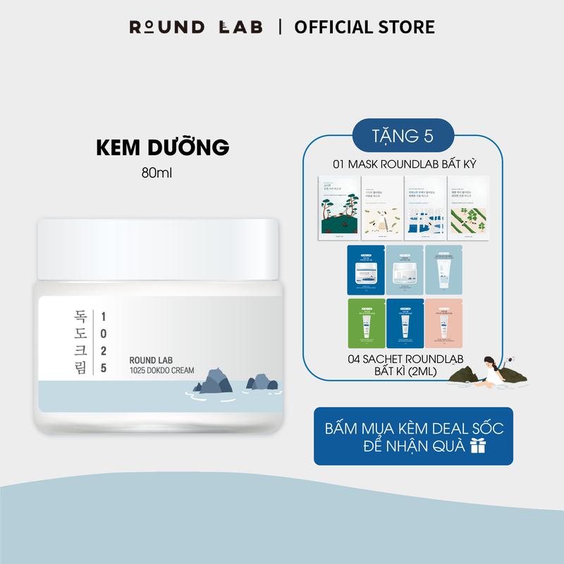 Kem Dưỡng Round Lab 1025 Dokdo Cream 80ml giàu khoáng chất giữ ẩm