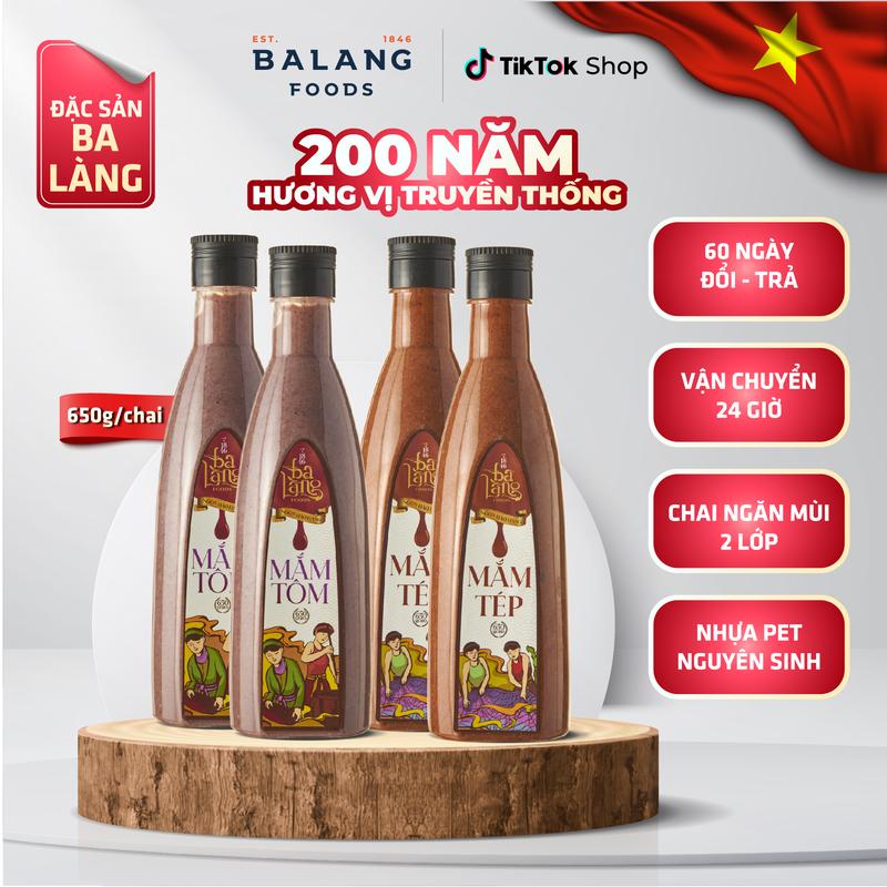 Bếp Nhà Rơm Combo 4 chai 650g Mắm Tôm Mắm Tép 650g Đặc sản Ba Làng Foods