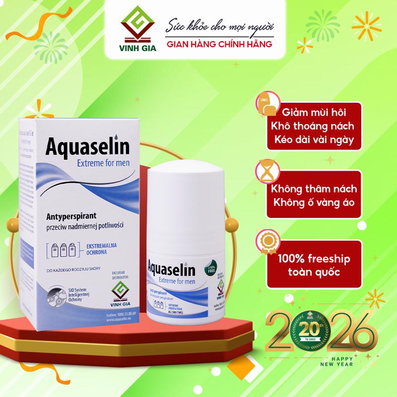   Flash Sale  Lăn Khử Mùi Hôi Nách Dành Cho Nam AQUASELIN Extreme For Men - Lọ 50ml - Nhập Khẩu Châu Âu 