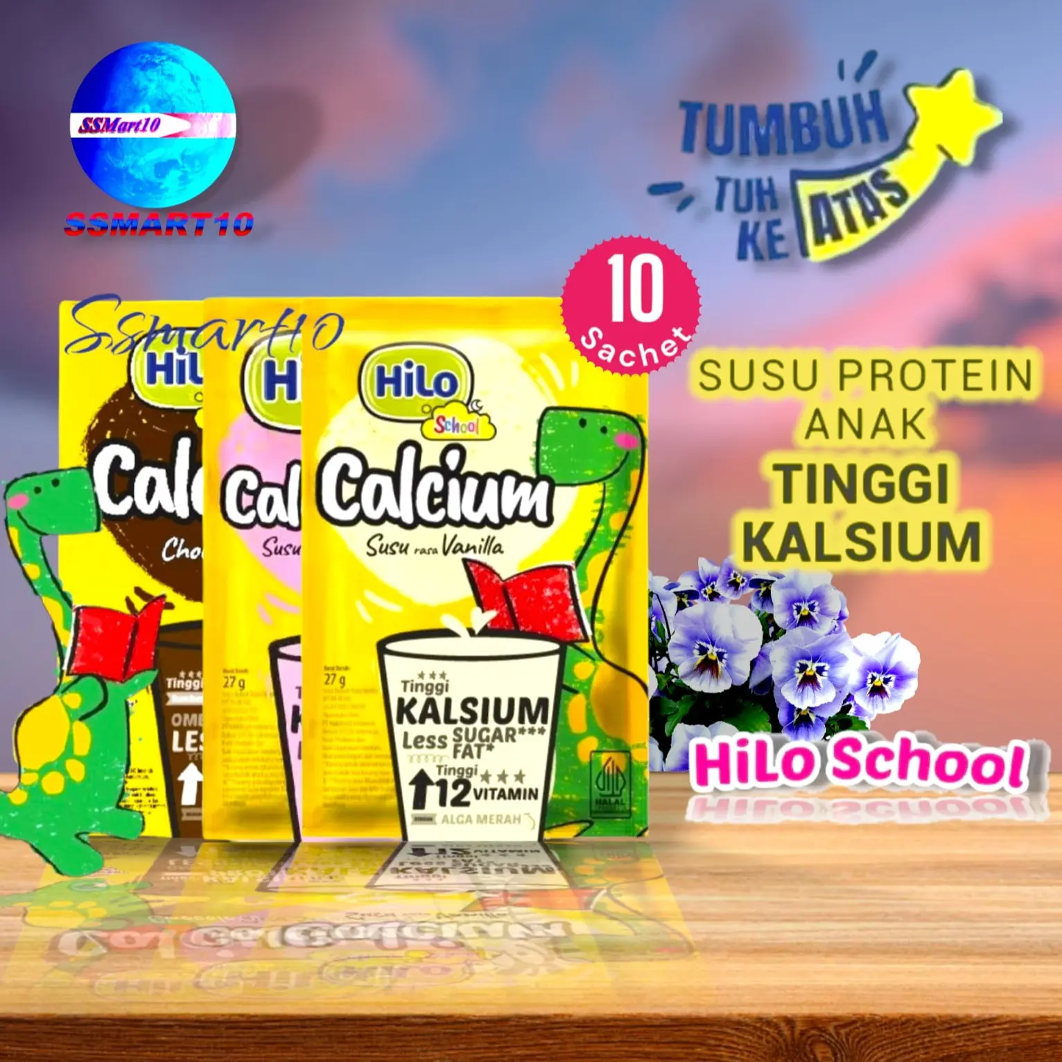 Hilo School Chocolate-vanila-strawbery Susu pertumbuhan 10s/Renceng