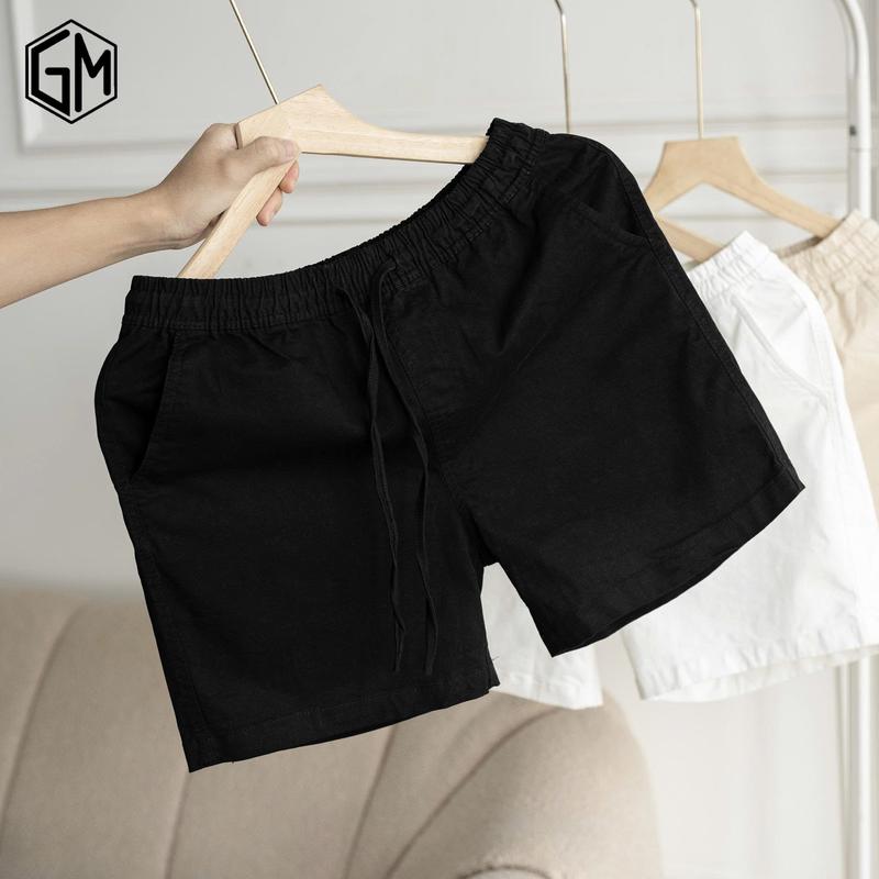 quần shorts kaki nam basic cotton cạp chun dáng cộc trên gối.