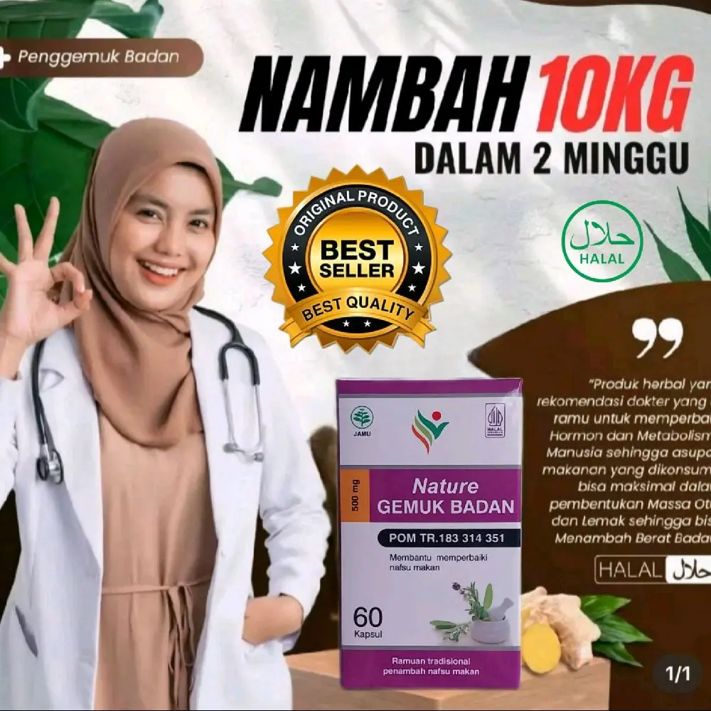 NATURE 60KAPSUL ORIGINAL BPOM SUPLEMEN VITAMIN PENAMBAH NAFSU MAKAN  MEMPERBAIKI HORMON DAN METABOLISME BUGAR SEHAT ALAMI