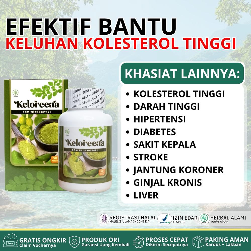 Obat Penurun Kolesterol Tinggi - Herbal Keloreena Original Ekstrak Daun Kelor Varian Isi 50 Kapsul Dan 100 Kapsul Asli - KLRN 50 KAPSUL EFEKTIF