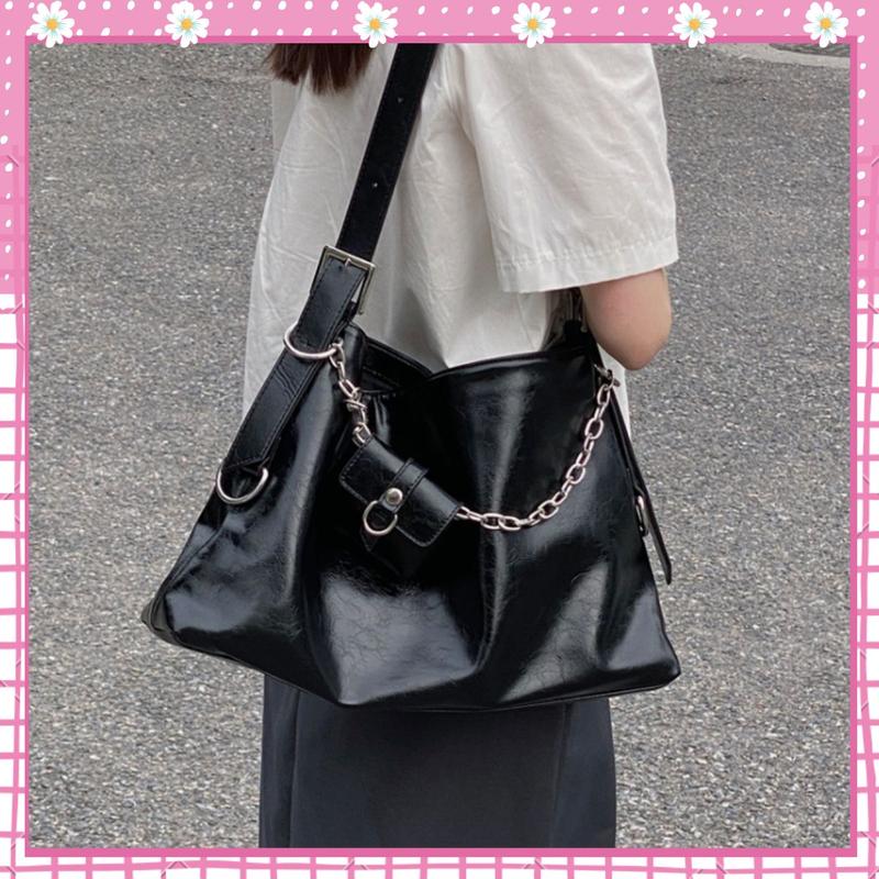 Túi tote da đeo vai túi đeo chéo nữ bộ đôi bản to kèm ví nhỏ phối xích đi học đi làm BHOL68 048