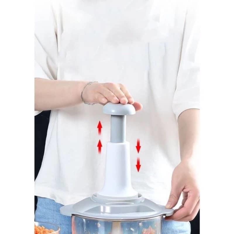 1500ML Hand Press Push Food Processor Chopper Chopping Fruits Vegetable Slicer Cutting Kitchen Tools Kitchenware Steel Blue Iron Stainless Utensils 3