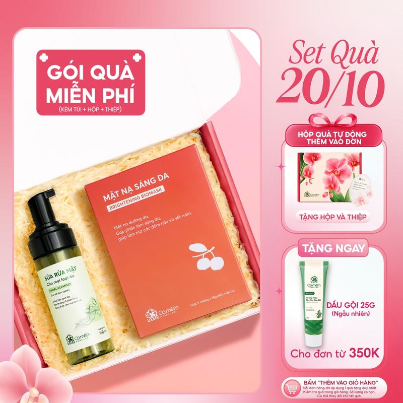 [SET QUÀ TẶNG 20/10] Combo Làm Sạch Dưỡng Da Bọt Rửa Mặt Và Mặt Nạ Dưỡng Da Chiết Xuất Thiên Nhiên Cỏ Mềm - Hộp quà tặng Mẹ, Vợ, Người Yêu, Cô Giáo Ý Nghĩa, Thiết Thực