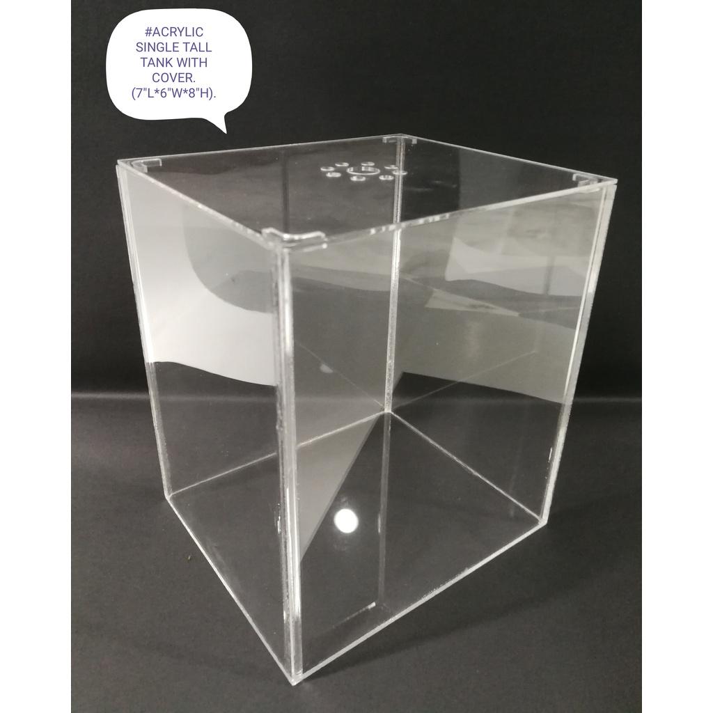 Acrylic Fish Tank Tall Plus Cover Aquarium Akuarium Ikan