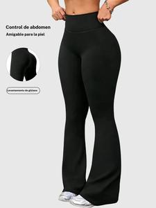 Pantalones de yoga de cintura alta y color sólido para mujer, pantalones leggings ajustados para correr y fitness, ropa cómoda para entrenamiento