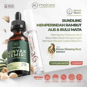 Moicare 2 PCS PAKET BUNDLING Minyak Kemiri Ekstrak Ginseng + Eye Lash & Brow Growth Serum Penumbuh Pelebat Rambut Hitam Penumbuh Pelebat Penebal Alis & Pemanjang Bulu Mata