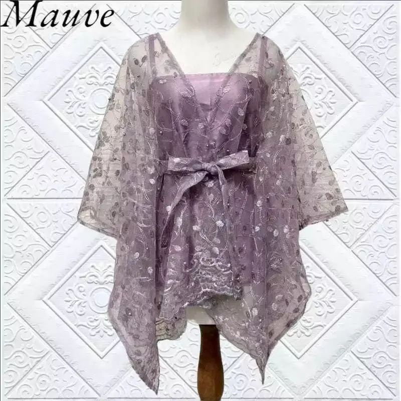 Oneset Rok Lilit Polos Warna move/Outer Pita dan Manset Wanita Kekinian Setelan Baju Kebaya Nyaman Bawahan Cantik Panjang Atasan 2