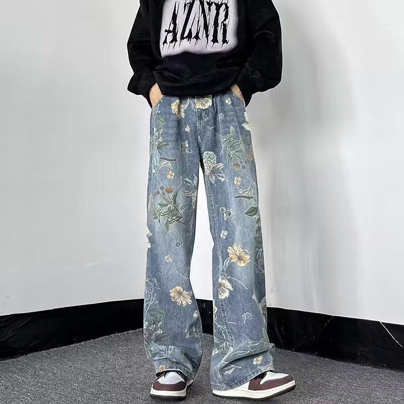 Quần jean retro dành cho nam giới, quần ống rộng, thẳng, thương hiệu hợp thời trang, đẹp trai, xanh biển , thiết kếS-3XL , 1611