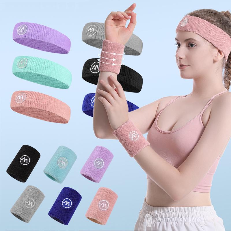 Băng Đô Thể Thao, GOBYGO, 1 Cái, Kèm 1 Đôi Dây Đeo Cổ Tay, Dành Cho Nam Và Nữ, Thích Hợp Chạy Bộ, Bóng Đá, Yoga, Dây Buộc Tóc Hoặc Dây Đeo Cổ Tay