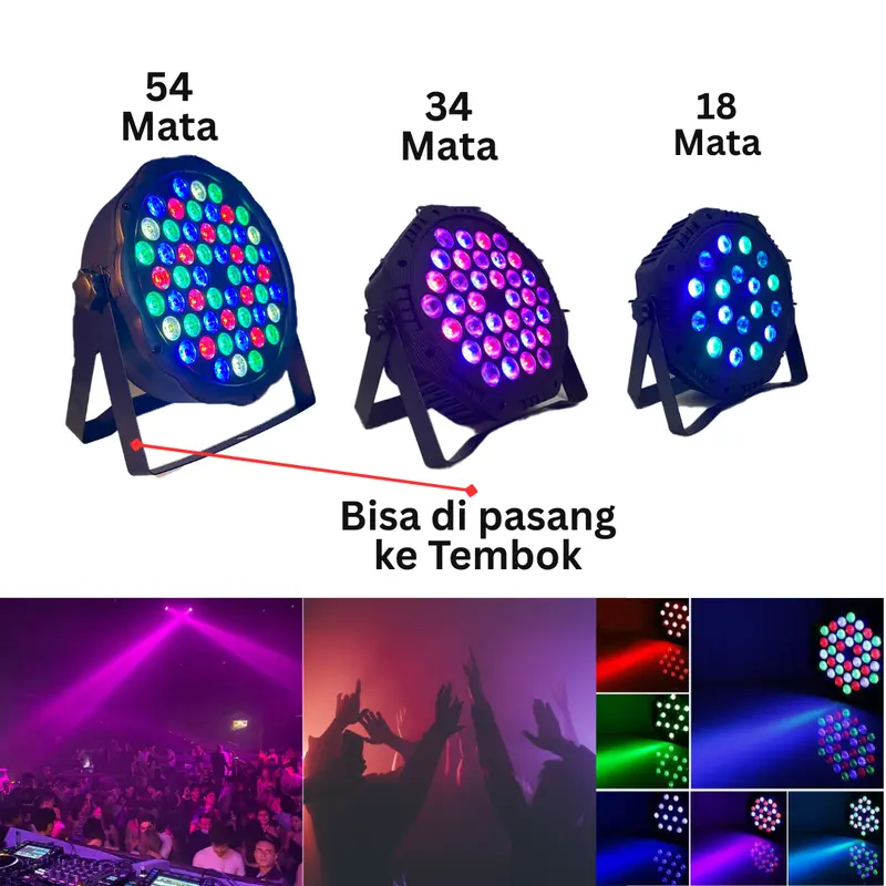 LAMPU LED SENSOR SUARA SOROT DISCO PAR  18LED/36LED ADA REMOT TINGGAL COLOK LISTRIK 1
