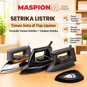 [AFF6] Maspion Setrika Listrik Serbaguna I Setrika Maspion EX-1010 EX-1000 HA-110 | Dengan Tatakan Alas Setrika Lebih Hemat | Gosokan Baju Laundry | 350 Watt Hemat Listrik Kabel | Alas setrika Plastik maspion tahan panas cocok u/ semua merk Anti-Bakar