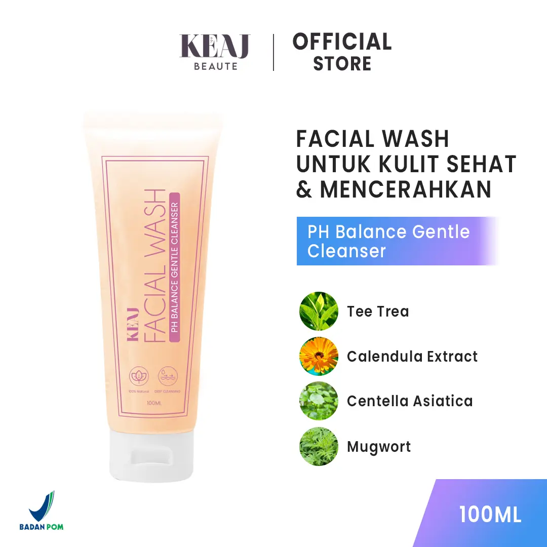 Keaj Beaute Facial Wash Cleansing Gel Centella Calendula Mugwort Anti Acne Sabun Wajah