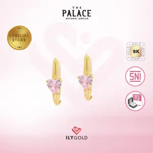 ILY GOLD La Vie en Rose - Heart Solitaire Earrings / Anting
