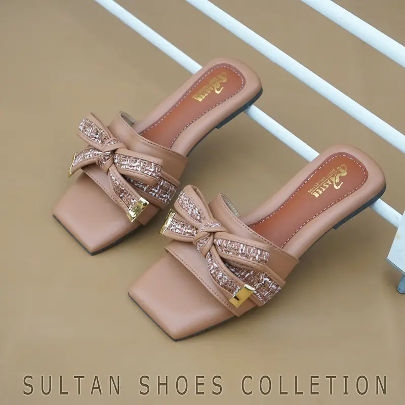 Sultan Shoes Gaya Style Korean Sandal Teplek Wanita Flat Tali Dasi Pita Anyam Premium Kekinian Terbaru | Sendal Slop Slip On Elegan Strip Pita Bahan Kobe Premium | Sndal Santai Casual Terbaru 2025 3