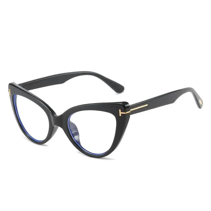 Women's Glasses Cat Eye Retro Triangle Black Frame Glasses Face No Makeup Gadget Square Round Face