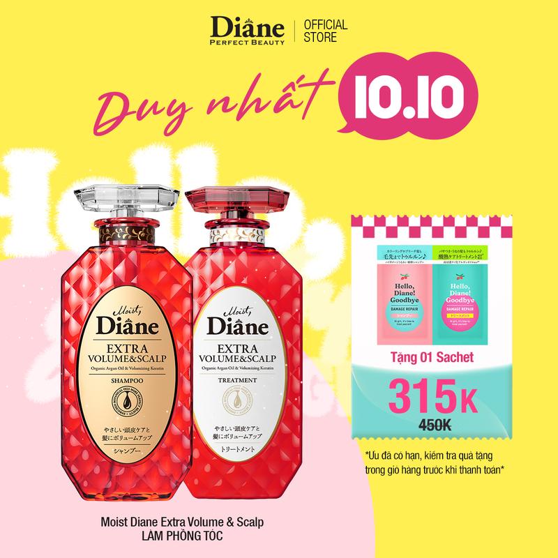 Combo dầu gội xả làm phồng tóc dành cho tóc mỏng thưa tóc xẹp Moist Diane Extra Volume & Scalp 450ml*2 phục hồi chăm sóc tóc