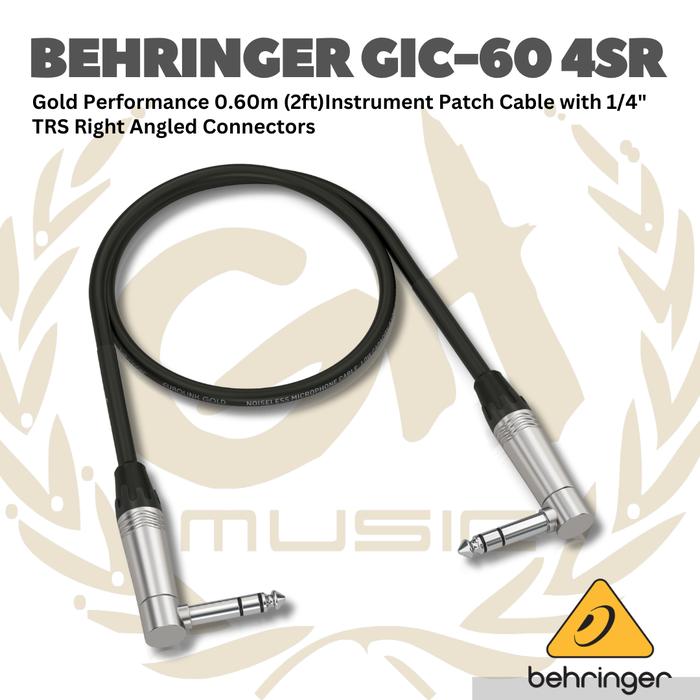 Gambar Behringer GIC 4SR  1/4" Right TRS Right Angled Instrument Cable - Jack Kabel Instrument - 0.60M(2ft) dari GH Music Store Kota Tangerang Selatan 2 Tokopedia