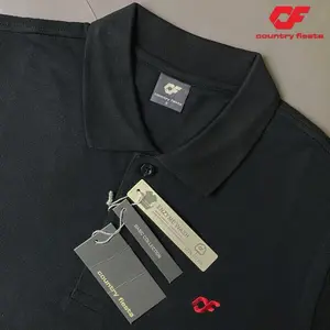 KAOS POLO 100%0RIGINAL COUNTRY FIESTA/KAOS POLO ORIGINAL Pria Dewasa Distro Katun Baju Panjang Hitam Casual Keren Surfing style