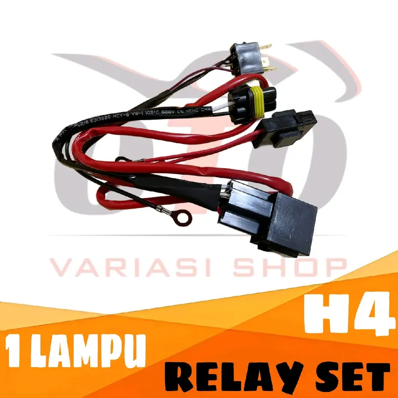 KABEL RELAY SET LAMPU MOTOR MOBIL LED & HID H4 HI LOW 3