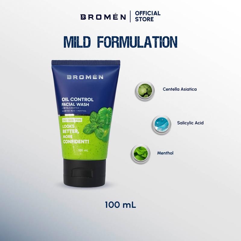 BROMEN OIL CONTROL FACIAL WASH 100mL | SABUN Pembersih MUKA BERMINYAK | SKINCARE COWOK | PERAWATAN WAJAH MINYAK BERLEBIH Pria 1