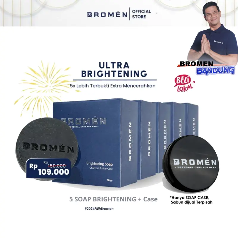 BROMEN 5 PCS BRIGHTENING SOAP | Perawatan Mencerahkan Muka Pria Kusam Berminyak Pencerah Berjerawat