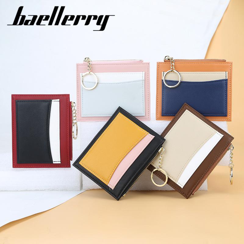 Baellerry Womens Korean Style Patchwork PU Zippered Key Holder Multiple Card Slots Compact Wallet 1