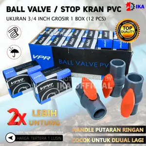 1 Box Ballvalve 3/4 " (1lusin harga agen grosir) ball valve balvalve plastik stop kran on off pipa air saluran pembuangan penyalur termurah harga pabrik pvc plastik