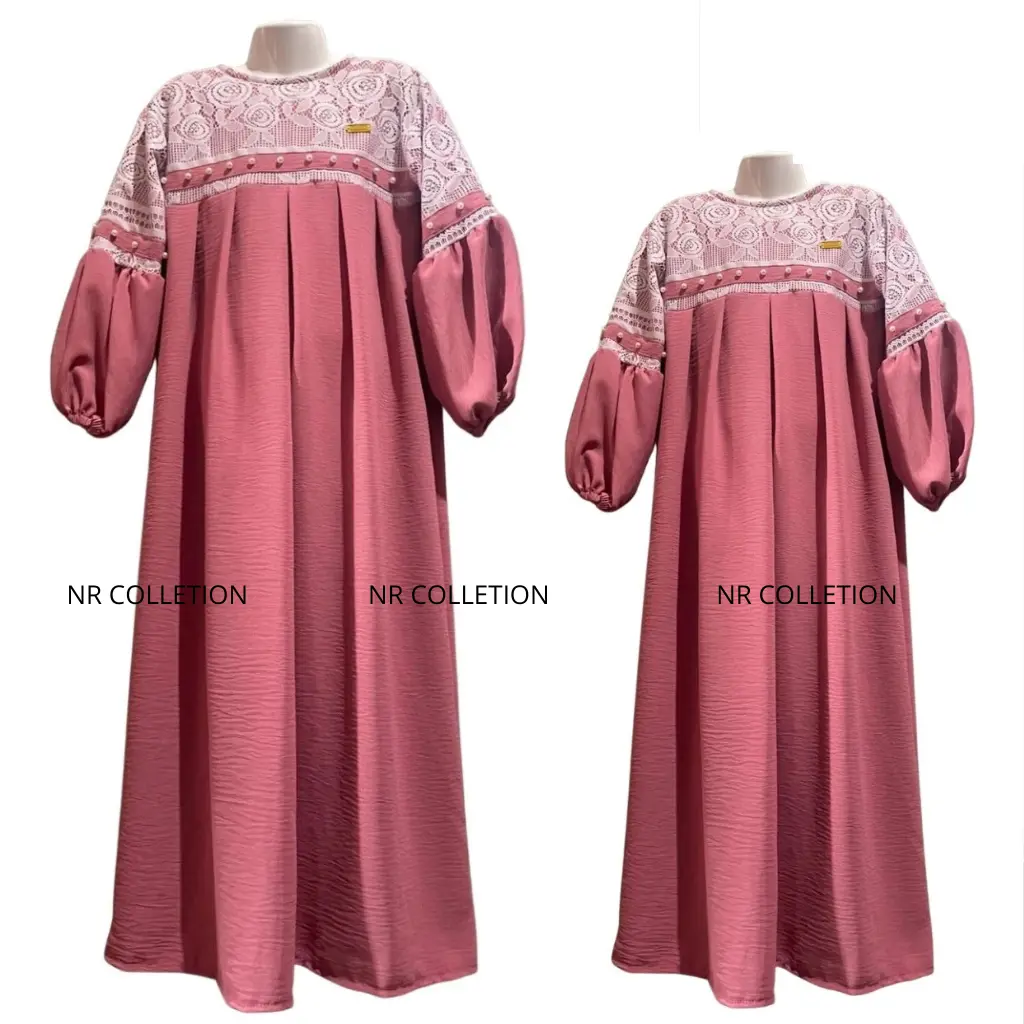SHAKILA DRES IBU & ANAK - GAMIS COUPLE - BAHAN CRINCLE MIX BROKAT