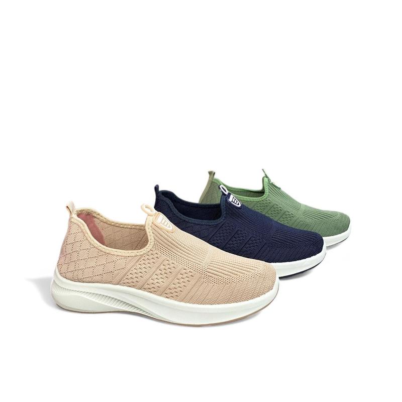 SAILATU sepatu rajut model wedges slip on model terbaru S860 Flat Cewek Shoes Wanita Hitam Kerja 1