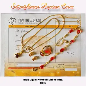 Set Perhiasan Permata Giok Merah Perhiasan Premium Light Gold 001