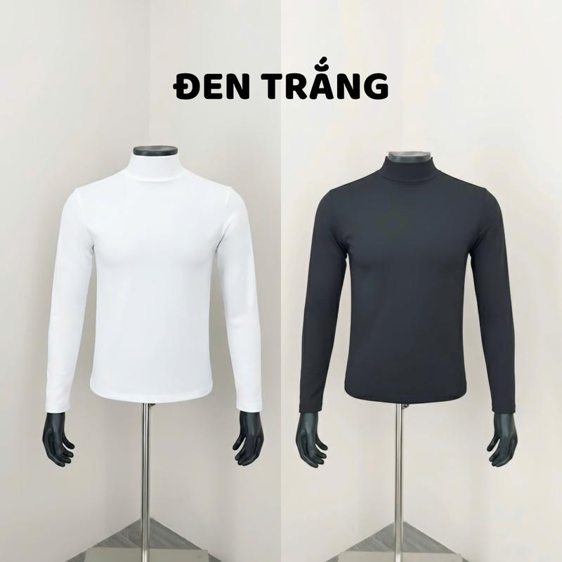 Combo Áo Giữ Nhiệt Nam SlimFit Chất Cotton Co Dãn Bên Trong Lót Nỉ Bông Cổ Cao 4cm