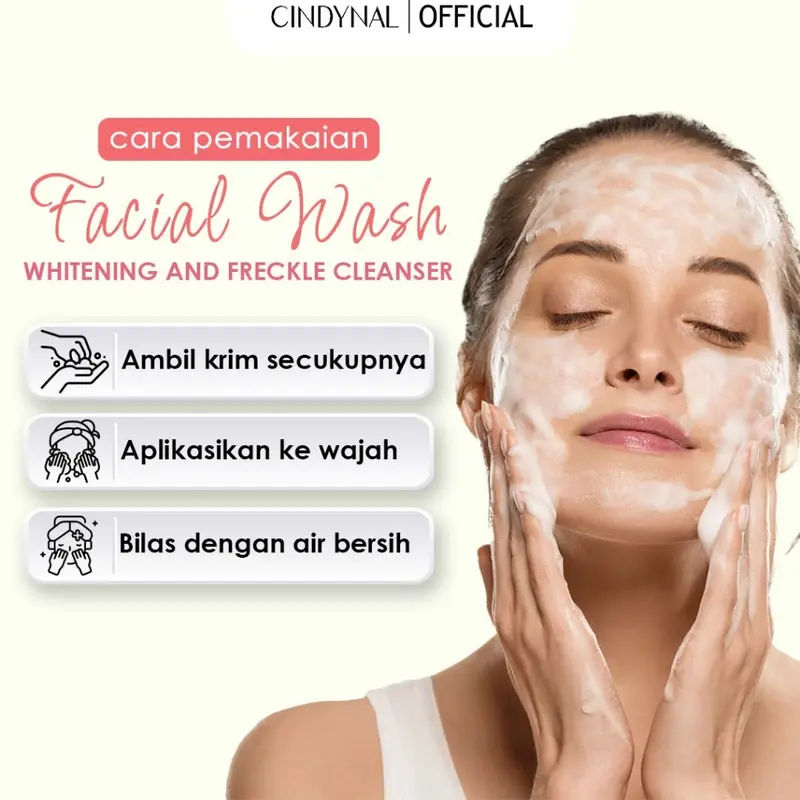 Facial Wash Pencerah Wajah Penghilang Flek Hitam dan Jerawat Cindynal Skin Whitening And Freckle Cleanser 4