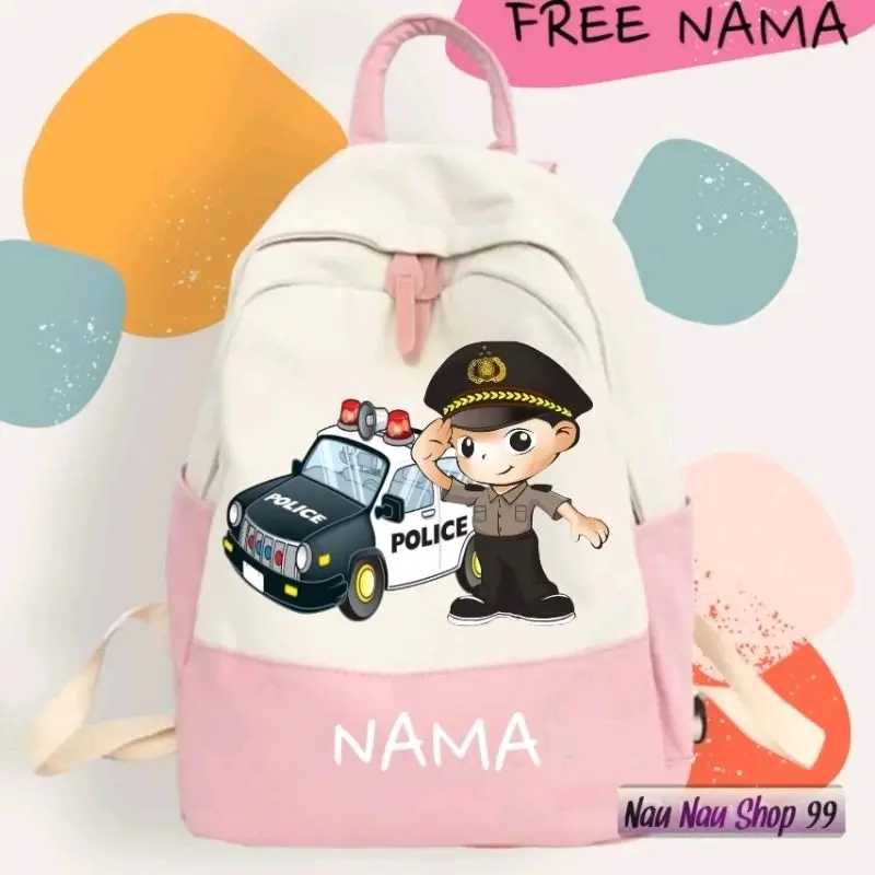 (FREE NAMA) TAS RANSEL ANAK KARAKTER POLISI KEREN BUAT ANAK 5