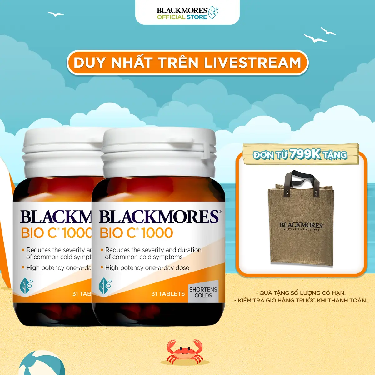 Combo 2 Viên Uống Bổ Sung Vitamin C BLACKMORES Bio C 1000mg Lọ 31 Viên