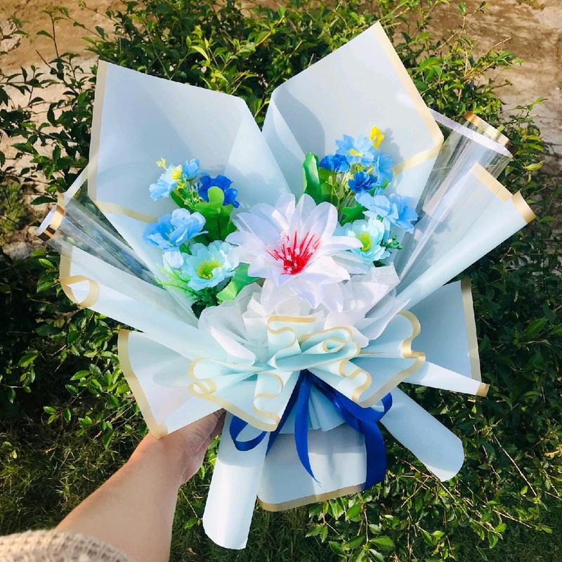 BUKET BUNGA CANTIK / BUKET BUNGA AESTHETIC TIPE SKYBLUE / BUKET BUNGA HADIAH ANNIVERSARY 2