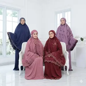 Mukena Khadijah Dewasa Katun Premium Full Bordir Cantik  Nyaman Atasan Panjang