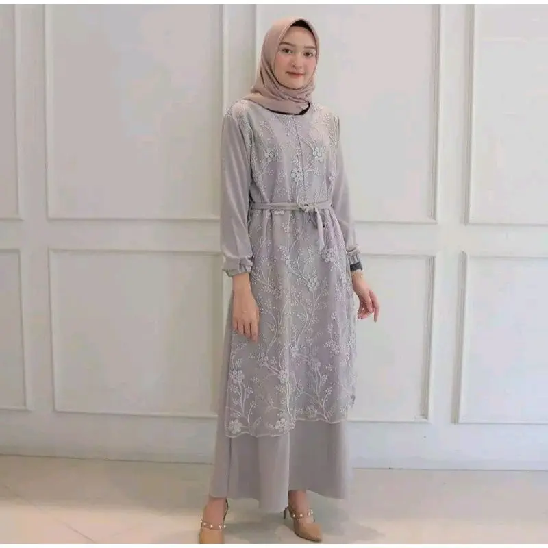 GAMIS BRUKAT TILE  MUTIARA GAMIS WANITA TERBARU PAKE TALI 1