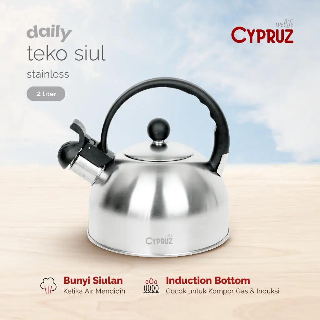 Cypruz Teko Siul Untuk Masak Air Stainless Steel Anti Karat Kitchenware Tea