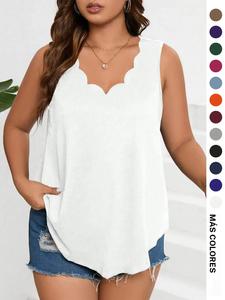 【Talla grande】Camiseta sin mangas de color sólido, top sin mangas casual y de moda para verano, ropa de talla grande para mujer para uso diario, ropa para mujer