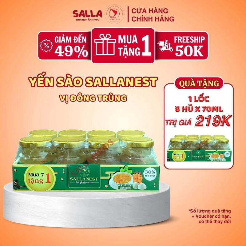 Deal 12.12 16 Hũ Yến Sào SALLANEST Cao Cấp - 30% Yến Tươi Chọn Vị - 2 Lốc X 8 Hũ X 70ml