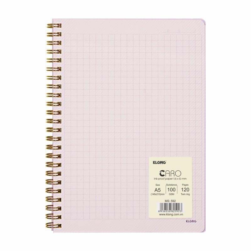 Sổ Lò Xo Klong A5 Caro nét đứt 6x6mm 120 trang 100gsm MS 592