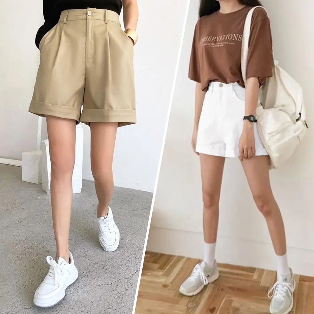 Celana Pendek Highwaist Wanita Korean Style | Short Pants Korean Highwaist Kekinian By Knara