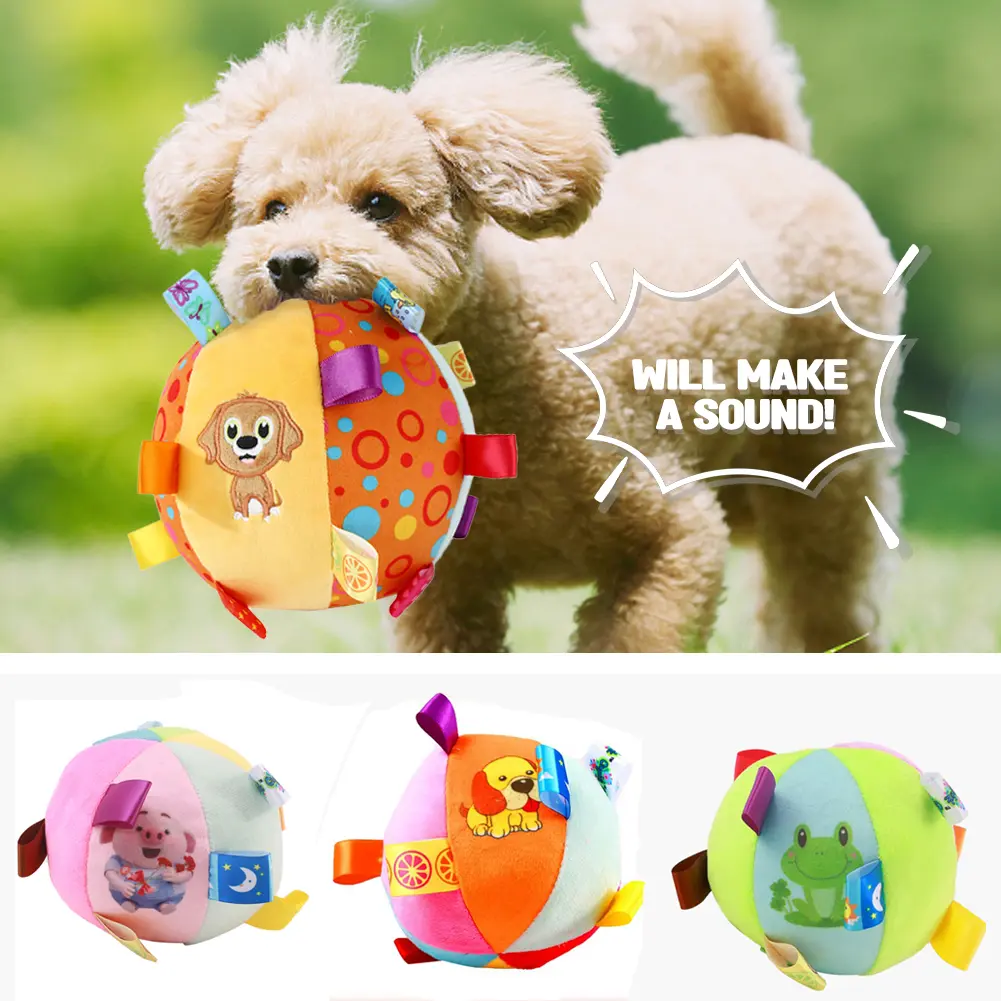 CS Cute Interactive Ball Pet Dog Toys for Aggressive Chewers Training Decompress Bite Resistant Plush Handle Dog Toys #465119